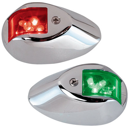 PERKO Led Side Lights 12V Red / Green W/ Chrome Housing 0602DP1CHR